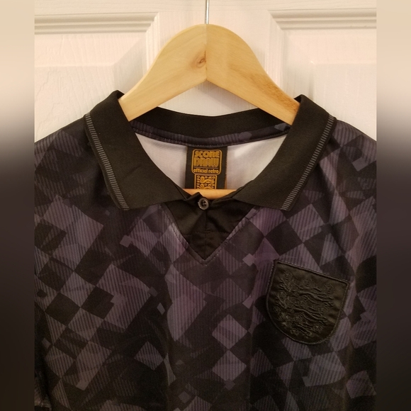 Score Draw Official Men's Retro Football Polo  Shirt Size Large Gray Black - Picture 4 of 12